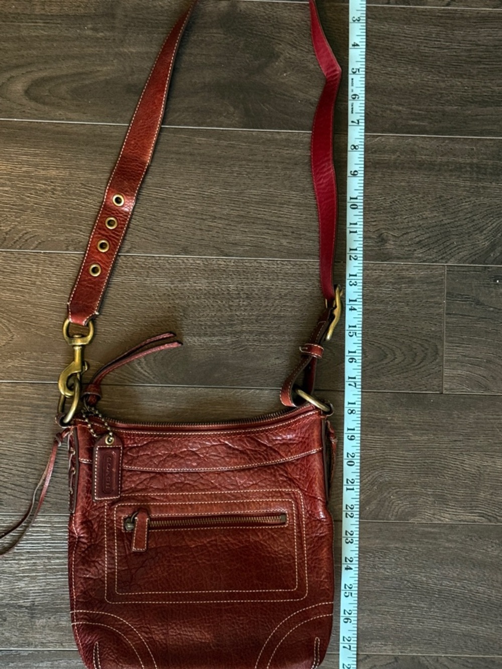 Coach Leather Crossbody Bag in Bordeaux with Adjustable Strap